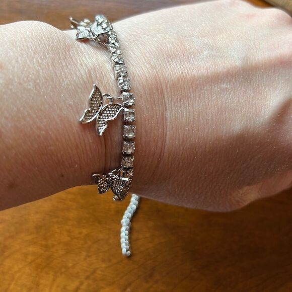 Bundle Sale 3 for $15 | Rhinestone Covered | 7” - 11” Butterfly Tennis Bracelet - Picture 1 of 7